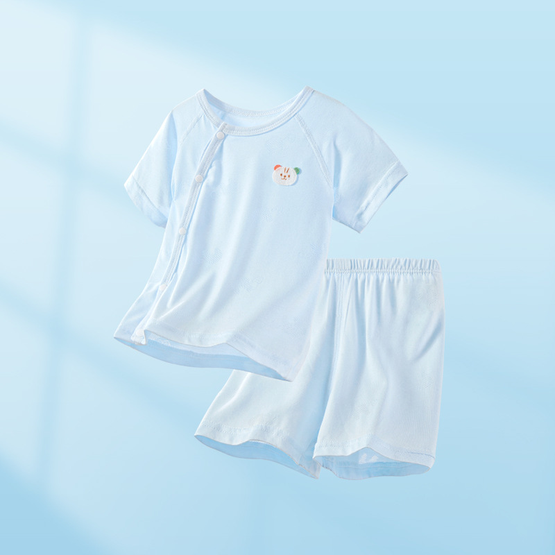Traje de verano para bebés, niños y niñas, ropa fina de manga corta, pijamas para niños, ropa de verano para bebés dividida de dos piezas