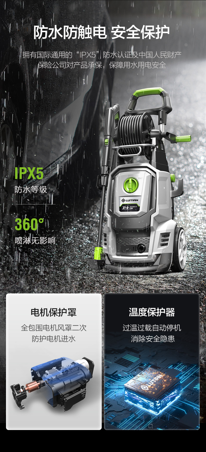 Greenfield Car Washing Machine 2500W Sensor High-Power Household Car Washing Machine High-Pressure Cleaning Machine Guard-D7Idn
