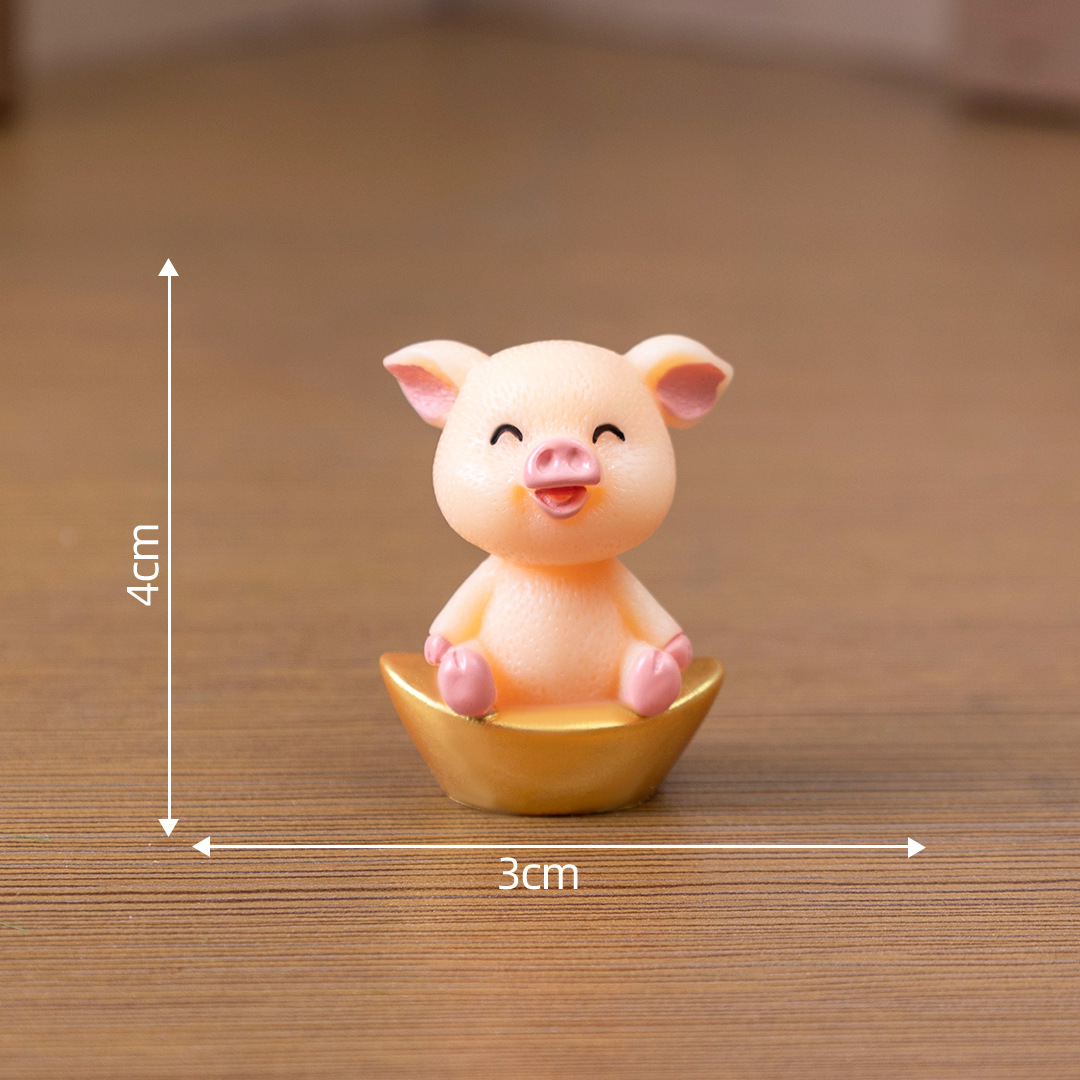 金持ち豚DIY多肉微景観ケーキ自動車小置物豚年漫画ペンダント子豚樹脂工芸品