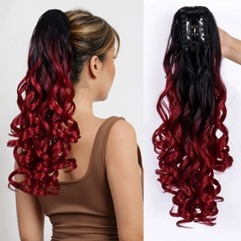 假发马尾;假发长卷发;长直发假发