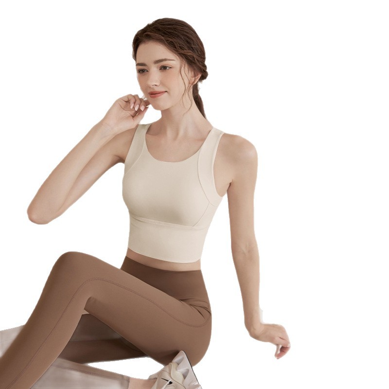 Sports underwear women's cushioning training can be worn outside the vest women's fitness running integrated fixed cup yoga clothing suit women