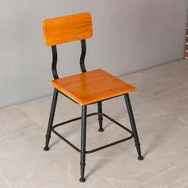 欧式餐椅铁艺靠背椅创意休闲实木椅餐厅主题餐厅靠背椅咖啡厅椅子