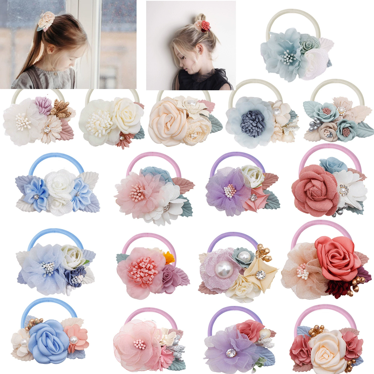 Производители продают Новые Горячие свежие пасторальные ветровые оголовье супер эластичные цветы детская веревка