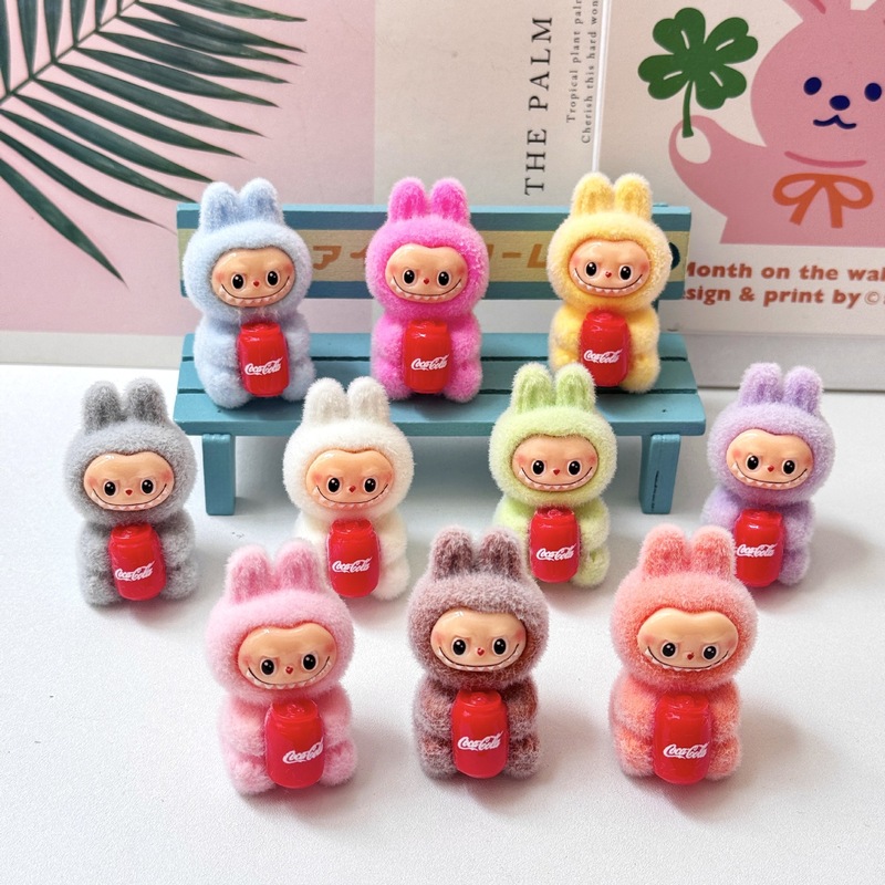 植毛座りコカコーラバニーかわいいブラインドボックス車のデスクトップ装飾品ペンダント携帯電話チェーン樹脂ジュエリーアクセサリー|undefined