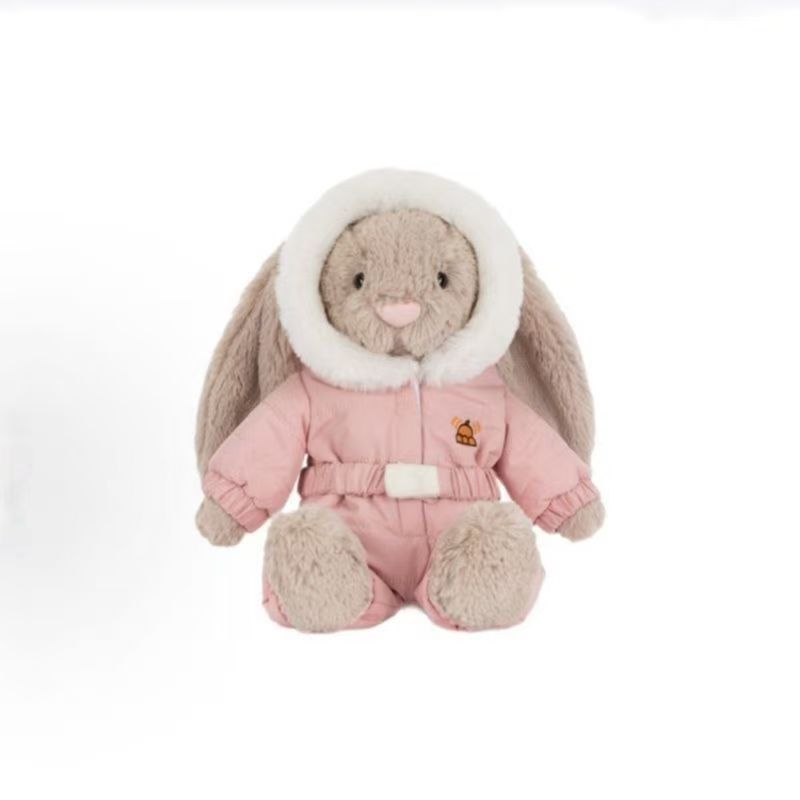 Boneca coelho com traje de neve / Modelo completo com três padrões (siga a coleção para receber um saco de pó)