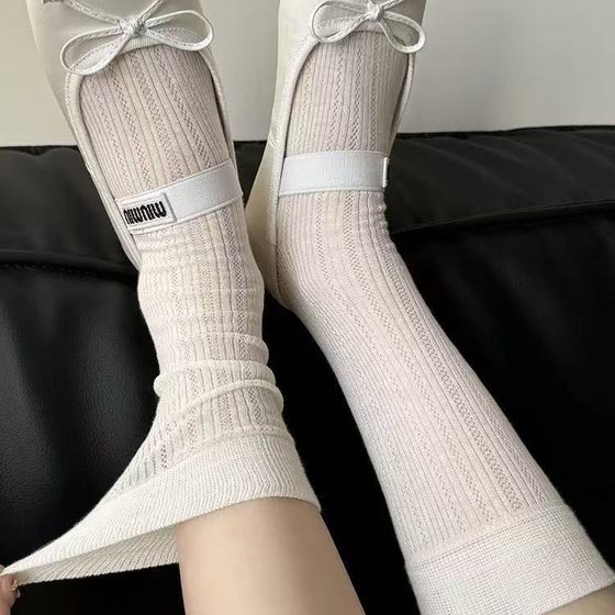 Socks women's summer breathable mesh cotton socks sweet girl solid color ballet style calf socks pile socks Zhuji wholesale
