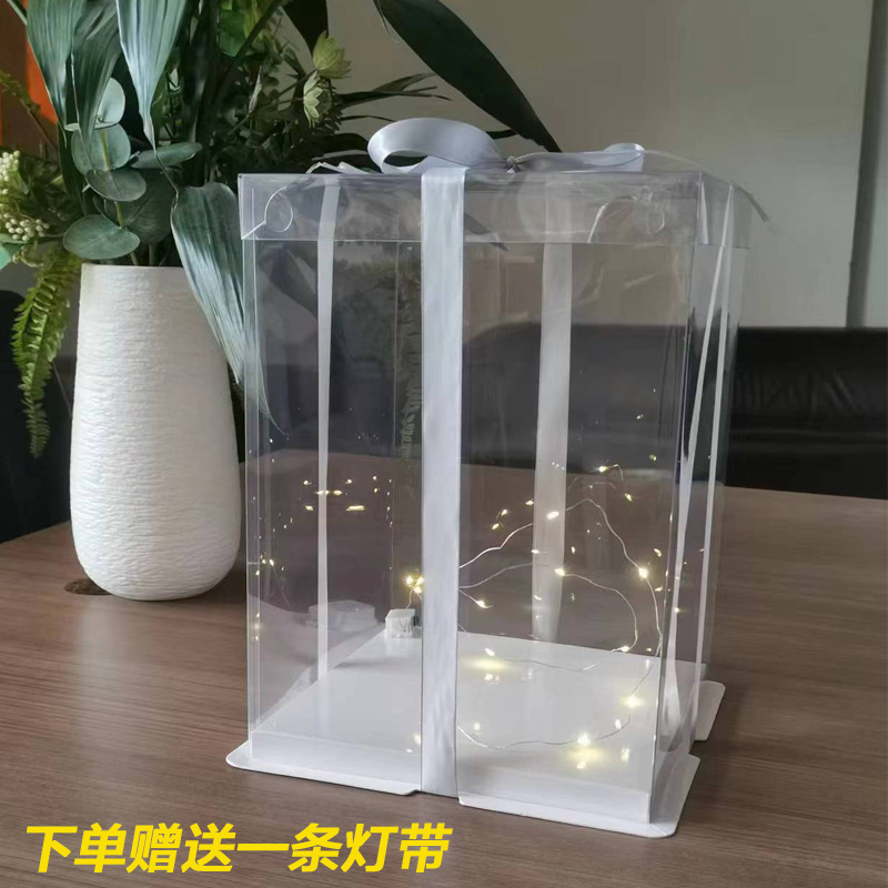 Caja transparente para pastel de cumpleaños, caja de embalaje de 4, 6, 8, 10 y 12 pulgadas, caja de embalaje para regalos y snacks, versión elevada