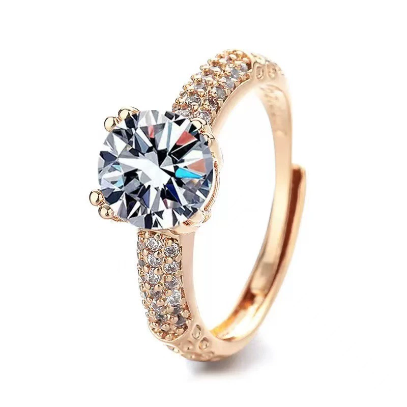 Европейская и американская мода индивидуальность четыре когтя циркон кольцо высокого уровня изысканный изысканный дизайн ниши имитация ювелирных изделий из муассанов