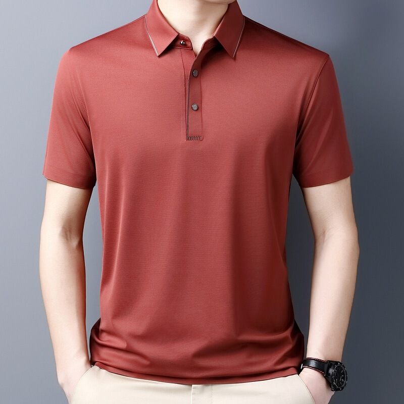 Counter Mulberry Silk Men's T-Shirt Summer Non-ironing Anti-wrinkle Men's Top Casual All-match Ice Silk Men's POLO Shirt Counter Mulberry Silk Men's T-Shirt Summer Non-ironing Anti-wrinkle Men's Top Casual All-match Ice Silk Men's POLO Shirt