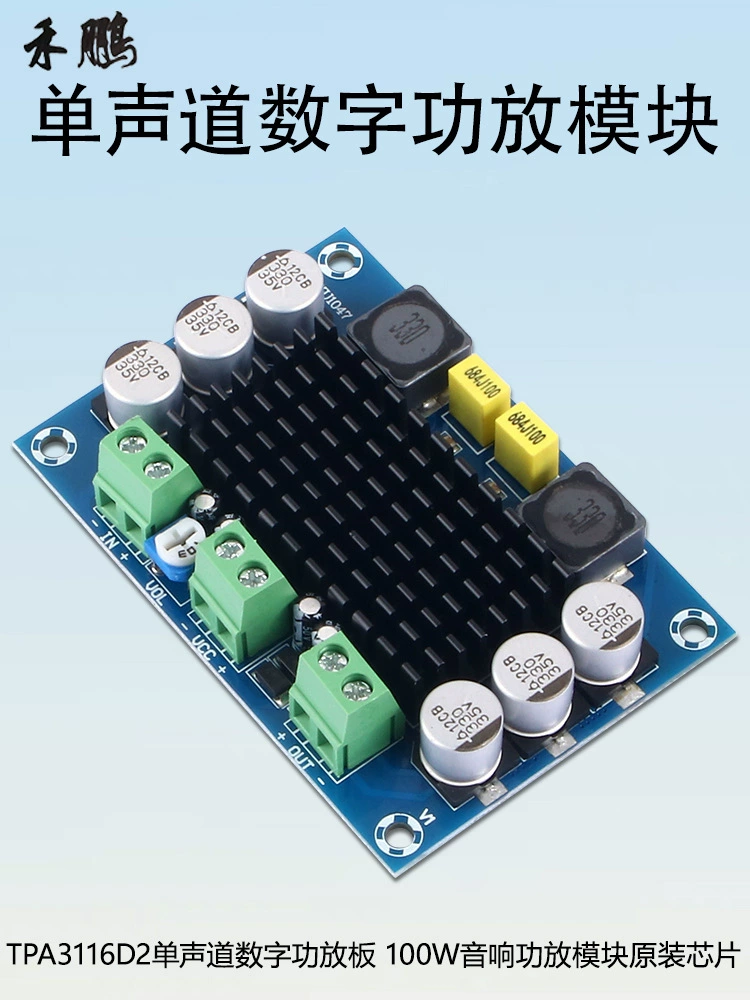 TPA3116D2 Цифровая полночастотная плата усилителя мощности Моно 100 Вт Модуль усиления звука DC12V24V