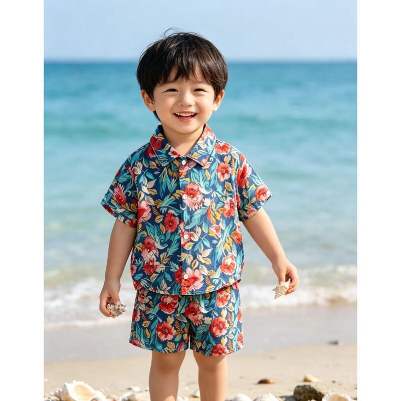 2026 Summer New Products Kidsren's Island-Style Cardigan Shirts for Boys and Girls Beach Casual Printed Suits 2026 Summer New Products Kidsren's Island-Style Cardigan Shirts for Boys and Girls Beach Casual Printed Suits