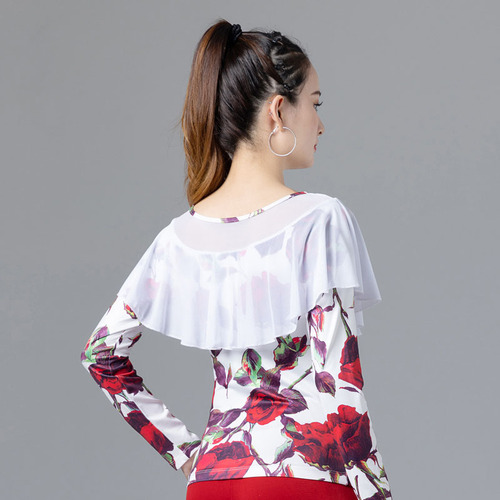 Latin dance tops for practice square dance clothing for women new  autumn and winter modern national standard waltz long sleeves