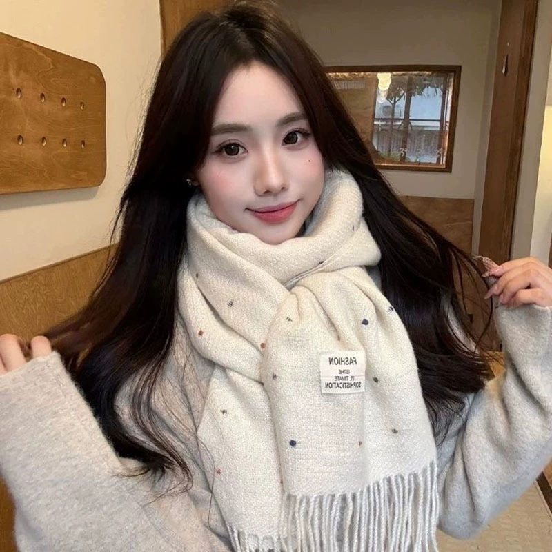 Solid rainbow winter scarf, universal keep warm cloak for students, high-quality style, Korean style, increased thickness