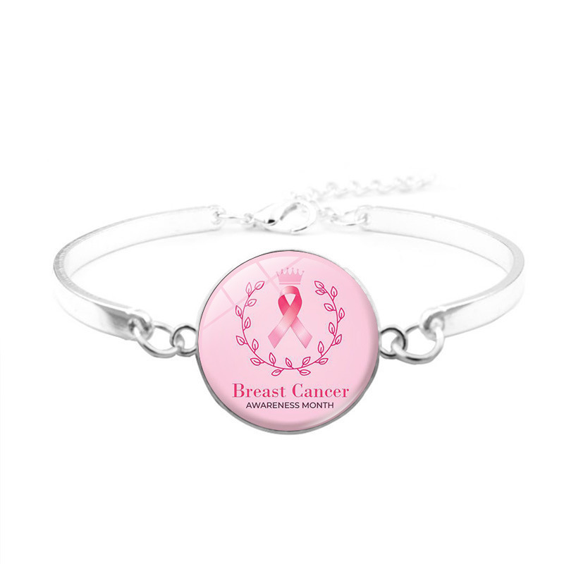 Pink Ribbon Bracelet Women's All-match Breast Prevention ai Care Women's Public Welfare Publicity Bracelet European and American Hand Jewelry