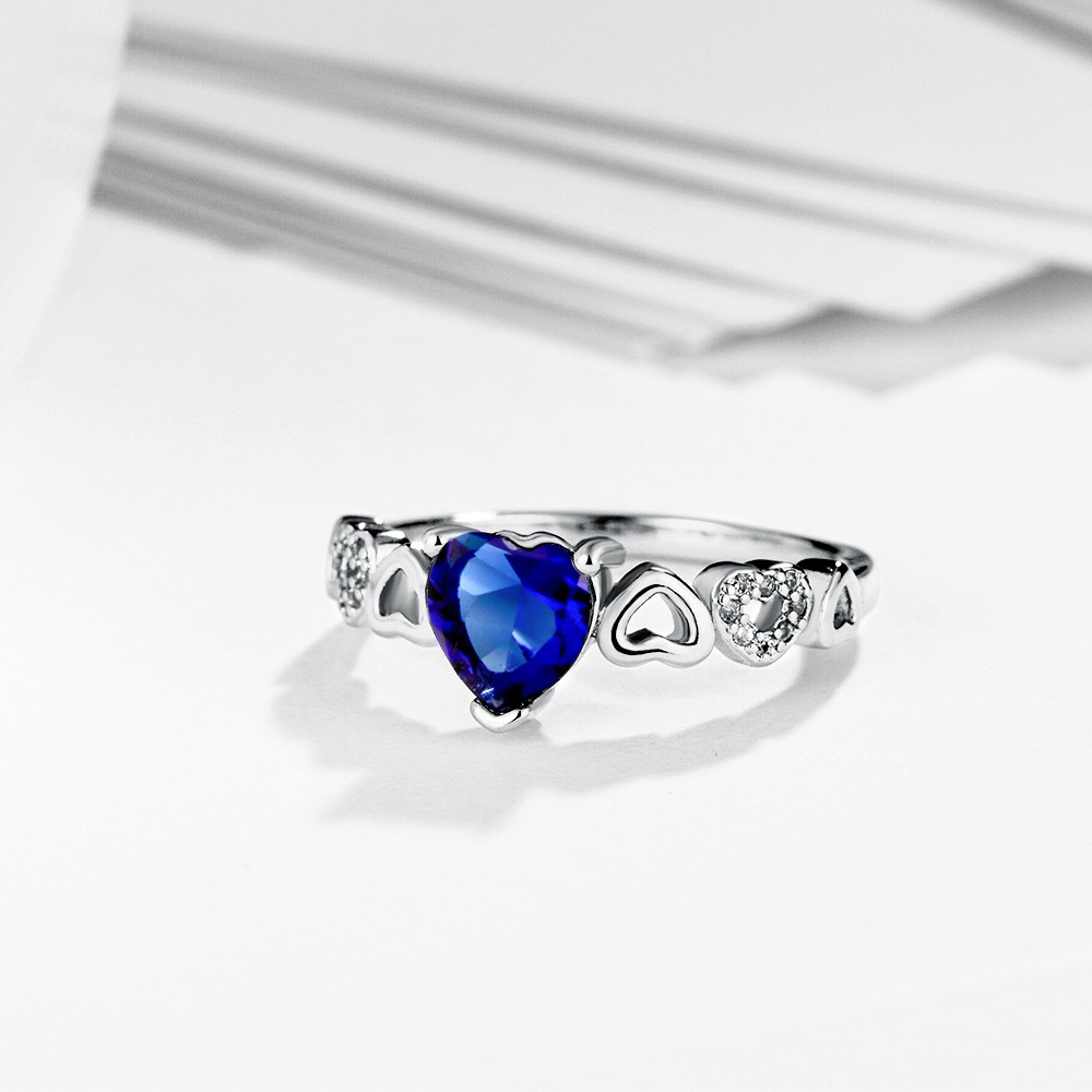 Retro Heart Shape Copper Inlay Zircon Rings 1 Piece