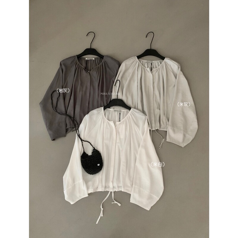 【MISS密思家正品店】休闲简约气圆领质抽绳系带小衫女装33702|undefined