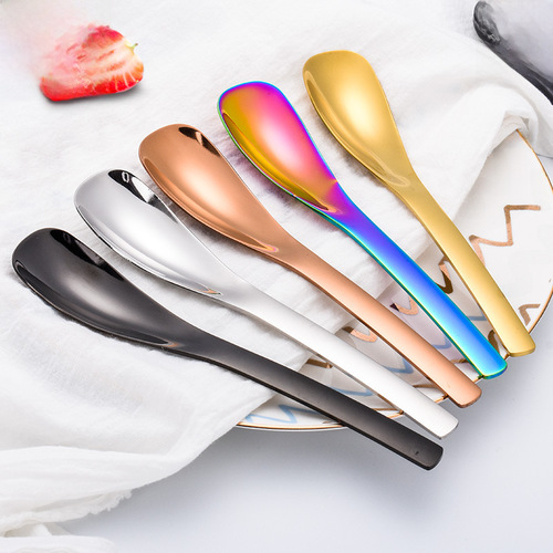 304 Stainless Steel Small Ladle Creative Colorful Perforated Dining Soup Spoon Small Spoon Dessert Ice Cream Spoon Tea Spoon 