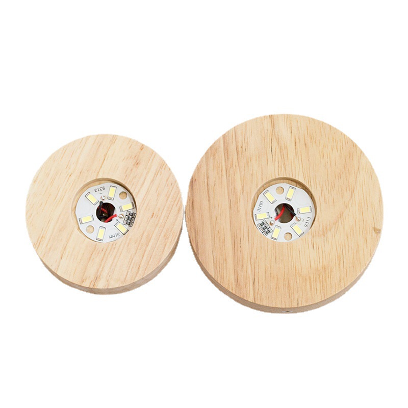 Supply of Modern Simple Touch Switch Wireless Charging Wooden Round Luminous Base Led Night Light Base