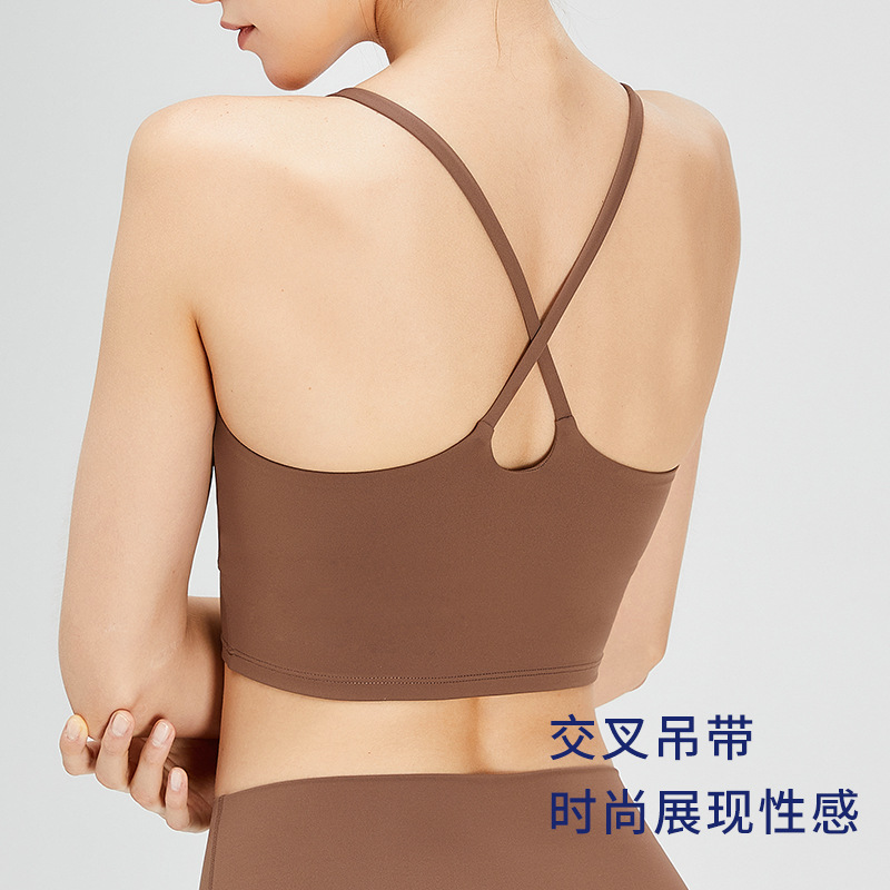 Transfronterizo europeo y americano nube yoga chaleco Cruz espalda deportes ropa interior desnuda transpirable Sling desmontable pecho pad