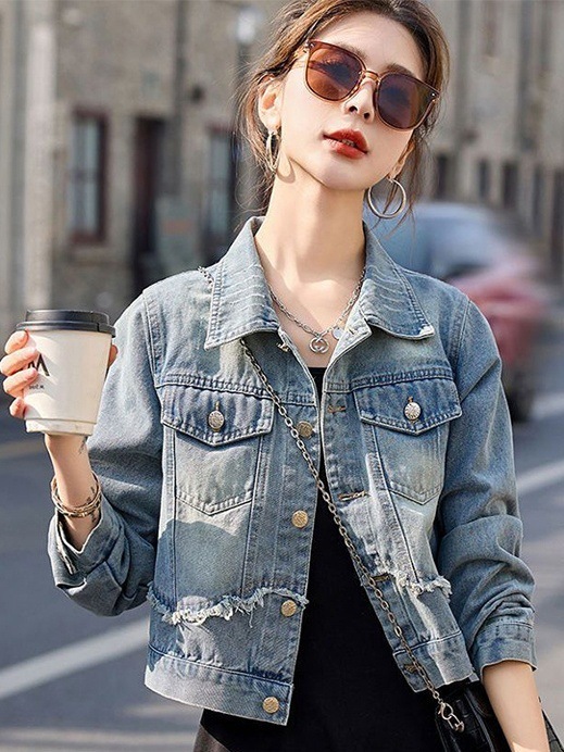 美式复古牛仔外套女短款2025秋季新款小个减龄洋气设计感上衣7318|undefined