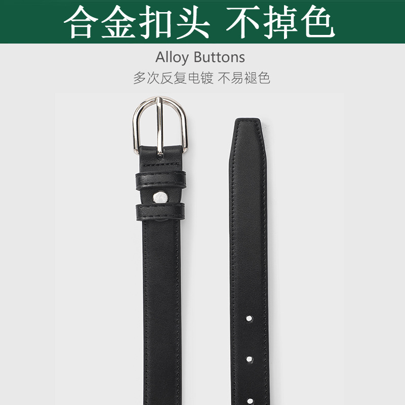 Nuevo cinturón de mujer de cuero de moda casual jeans cinturón de moda joven pantalones de moda de plata hebilla negra