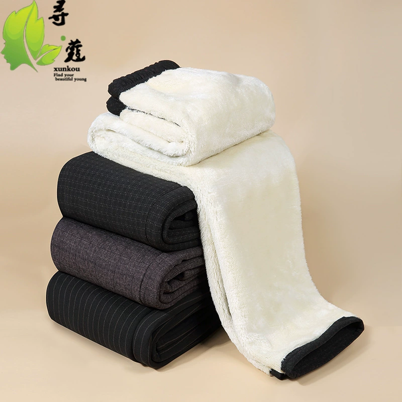 Брюки для мам Зимние утолщенные теплые хлопковые брюки из искусственного бархата из ягненка Брюки для женщин среднего и пожилого возраста Свободная верхняя одежда Брюки Для Бабушек