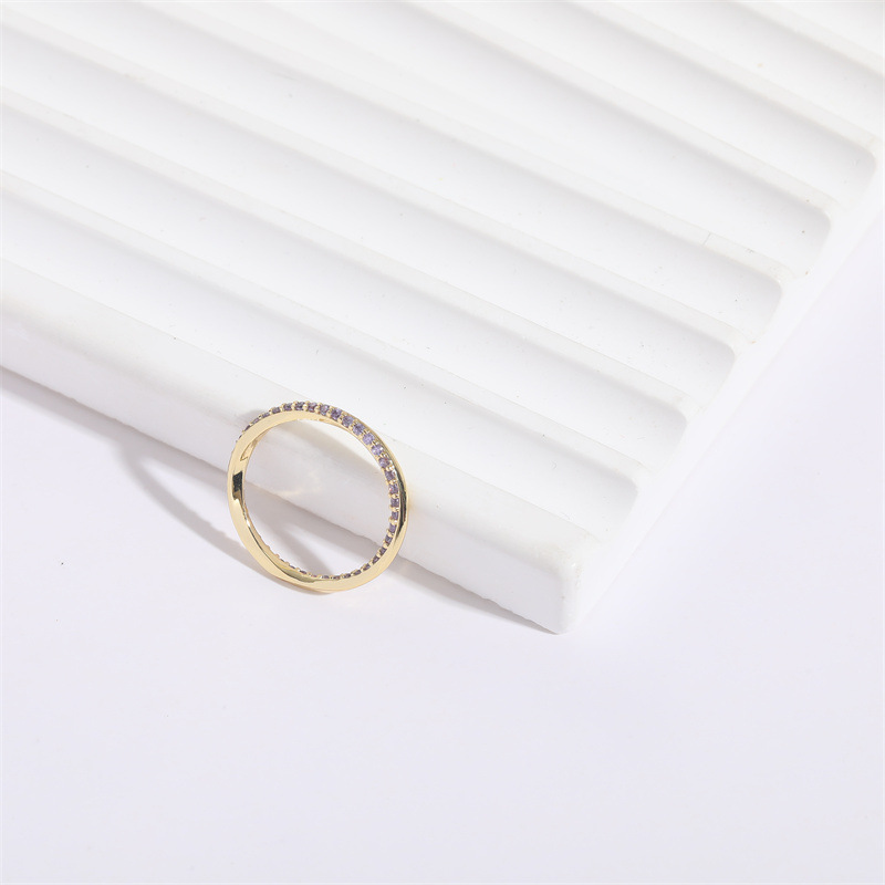 Fashion Round Copper Inlay Zircon Rings 1 Piece