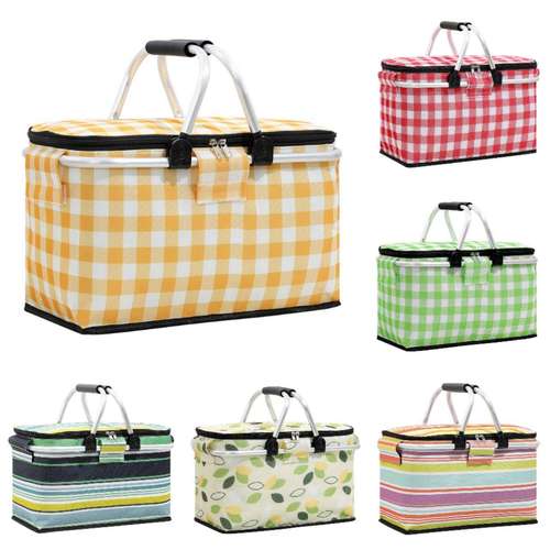 Custom Printed Cross-border Outdoor Insulated Cooler Basket Insulated Picnic Basket Foldable Ice Pack Ice Basket