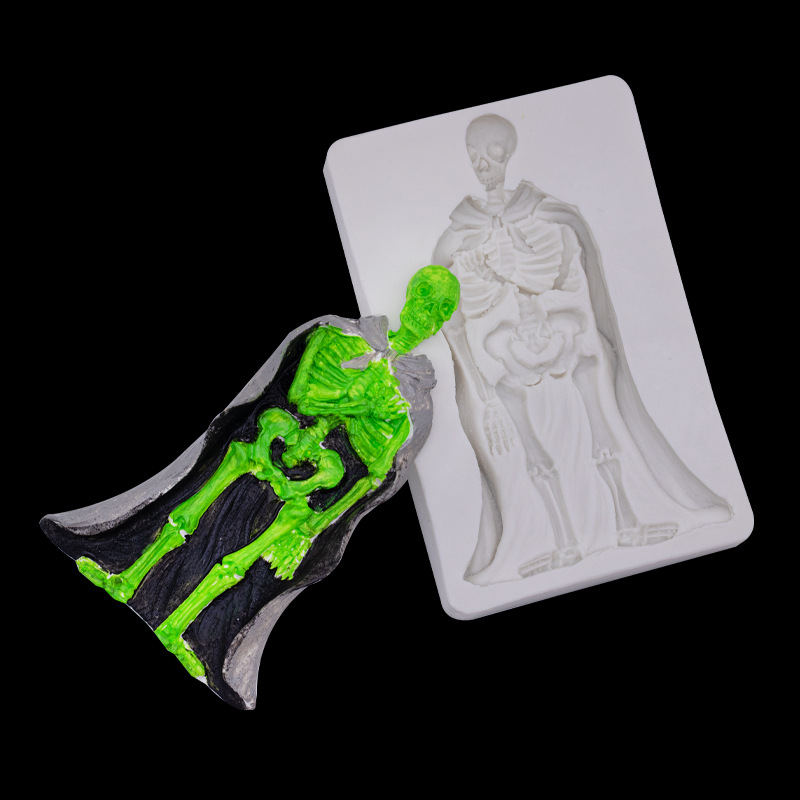 Cráneo blanco hueso capa molde de silicona vela yeso aromaterapia hecho a mano accesorios para hacer jabón chocolate fondant Decoración