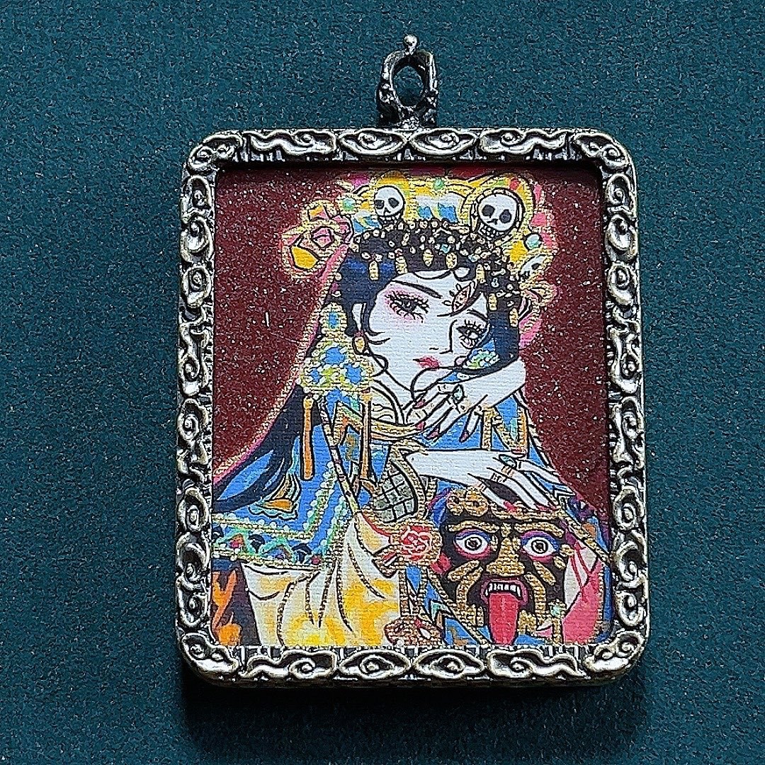 Cinnabar powder painted Five Ye Tangka Gawu Box Pendant, New Chinese style Pendant for the Year of t