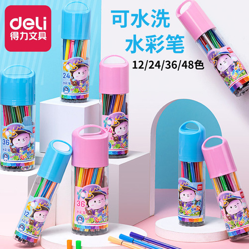 Deli Watercolor Pen Painting Drift Bottle Graffiti Primary School Student Tube Paint Brush Children's Watercolor Stationery Wholesale