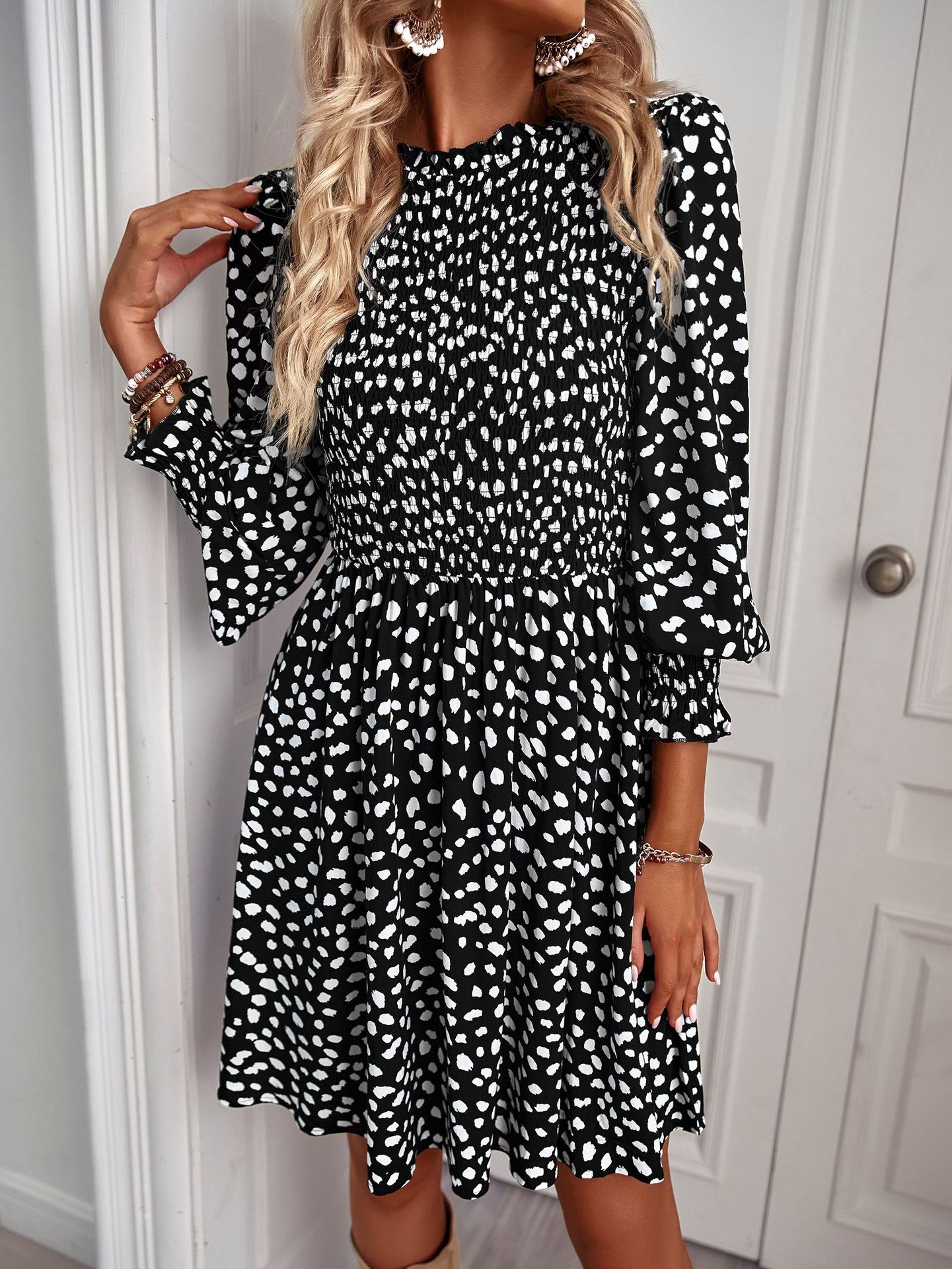 Long Sleeved Flower Print Casual Dress - Dresses - Uniqistic.com