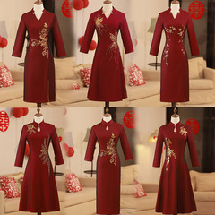 參加婚禮媽媽禮服年輕高端喜婆婆婚宴裝丈母娘連衣裙旗袍高貴春秋