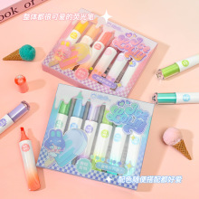 雪糕单头荧光笔重点标记笔学生高颜值彩色手账记号笔组合套装