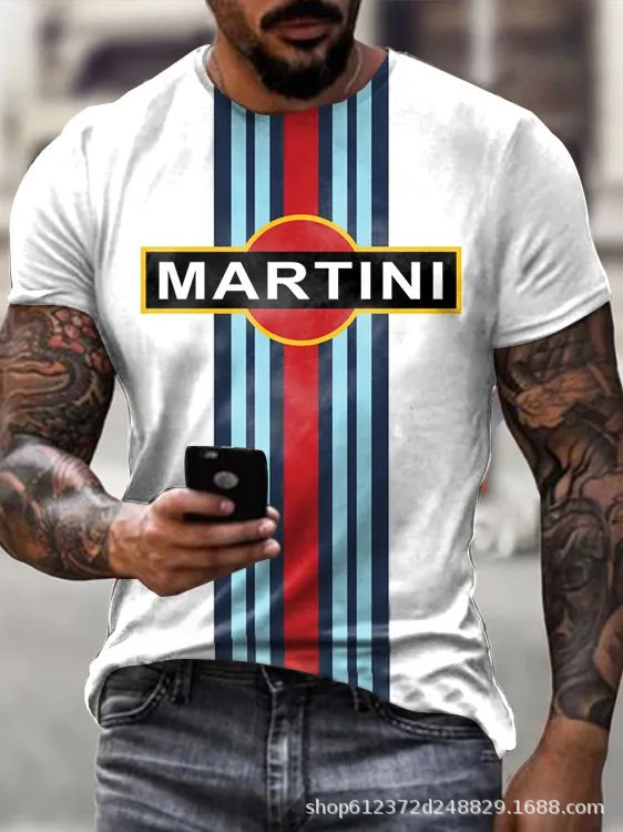 Cross-border Amazon hombres camisa de cuello redondo retro manga corta estilo europeo y americano impreso N ° 66 carretera carta camiseta