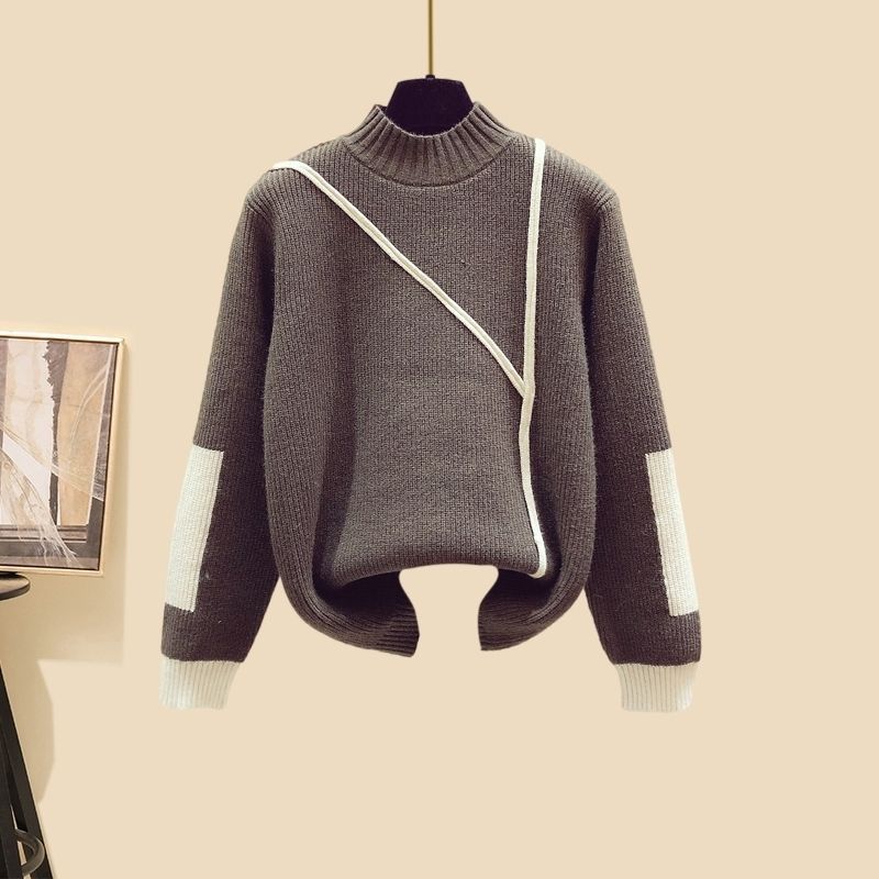 Damenbekleidung neue Anzüge für Frauen verdickte Weste hoher Kragen Strickpullover Karottenhose dreiteiliger Anzug Frühling Herbst Winter_voghion.com