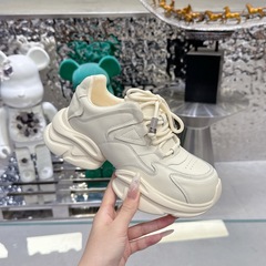轻便厚底真皮显脚小老爹鞋女增高6cm百搭小个子时尚休闲鞋小白鞋