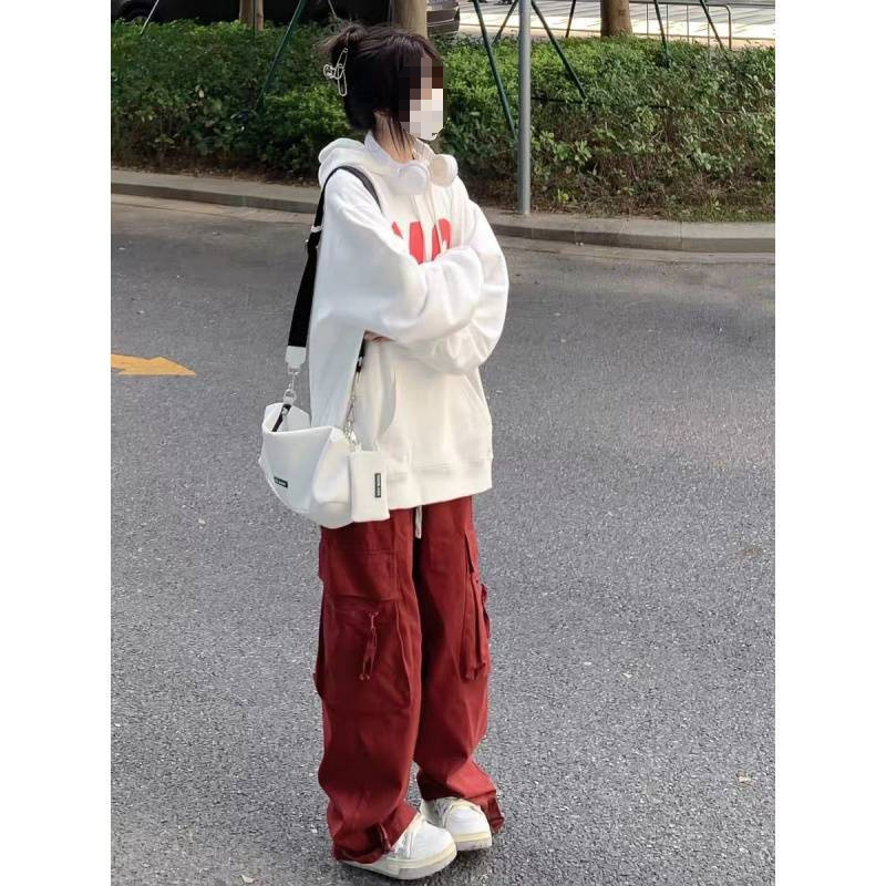 (2개) 미국 복고풍 느슨한 작업복 2024 봄과 가을 넓은 다리 바지 하이 스트리트 남녀 올 매치 댄스 스트레이트 캐주얼 바지