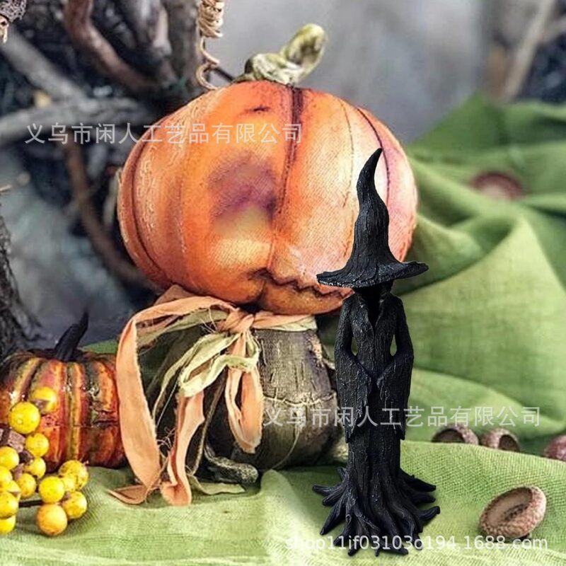 跨境爆款Cracker Barrel Witch 女巫雕像万圣节树脂摆件家居装饰|undefined