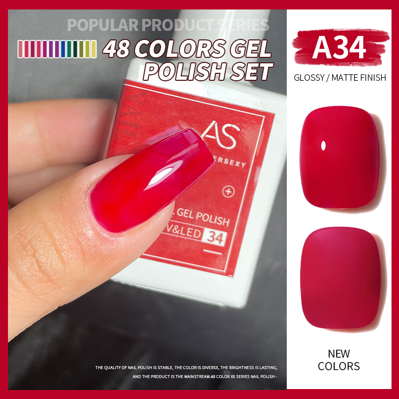 Una botella de pegamento de esmalte de uñas de un color 2022 nuevo verano popular 48-color Pequeño conjunto para el salón de uñas traje completo