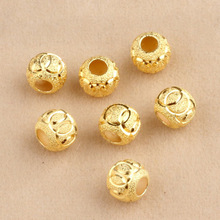 925银镀18K金磨砂五环圆珠隔珠散珠饰品编织diy手工饰品配件