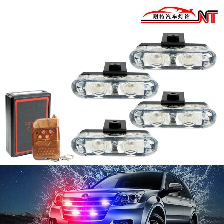 Модификация автомобиля беспроводной пульт дистанционного управления 12 В один перетащите четыре красный и синий средний чистый зажим вспышка 2 светодиода * 4 сигнальная лампа