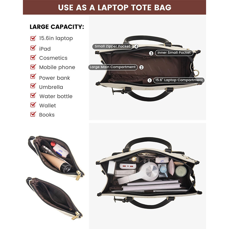 Bolso de almuerzo de mujer bolso de computadora portátil con aislamiento térmico bolso de computadora de gran capacidad