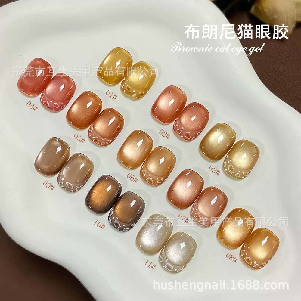 秋冬特调氛围感高磁性11色猫眼胶布朗尼色系美甲店专用套装批发