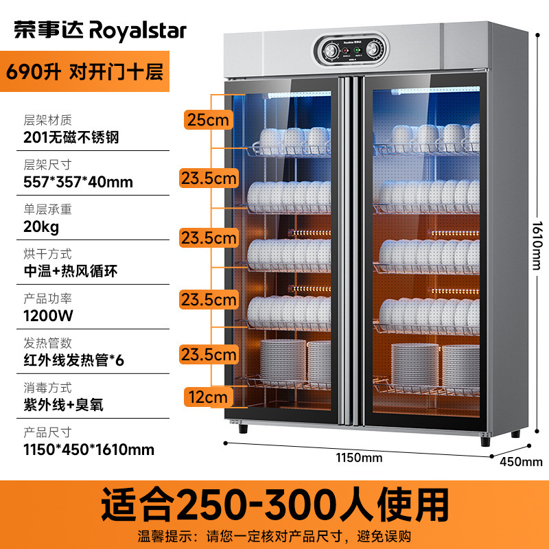 gabinete de desinfección comercial de dos puertas comedor de gran capacidad vertical de desinfección de acero inoxidable gabinete de aire caliente cocina de hotel