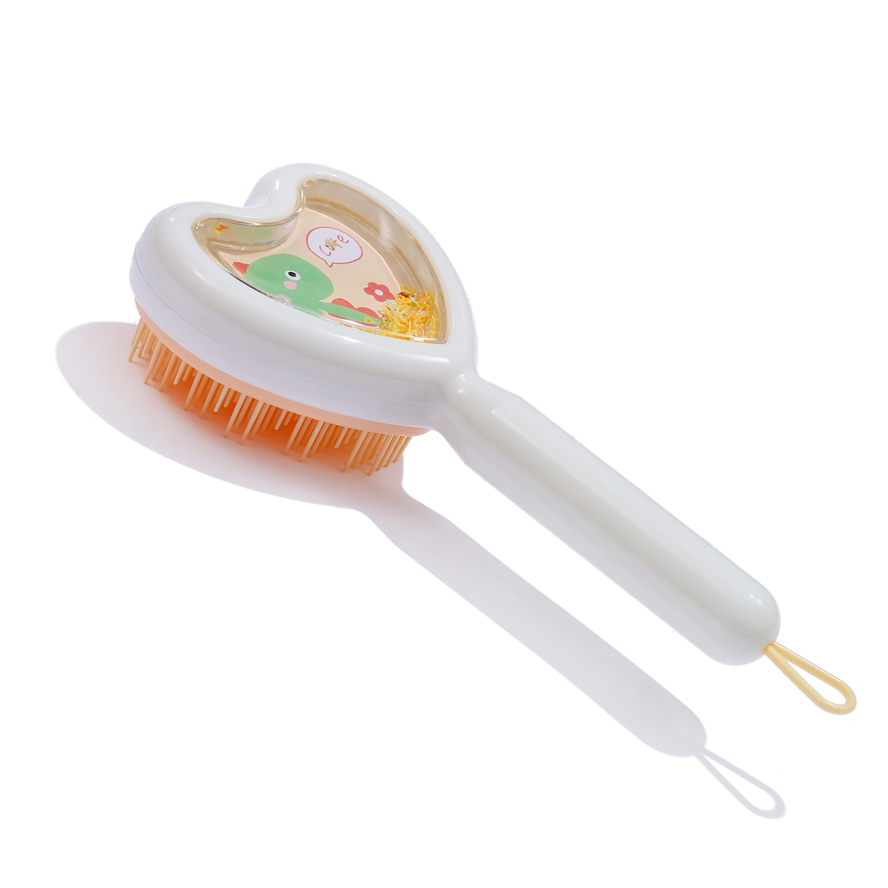 Venta al por mayor transfronteriza en stock nuevo creativo en forma de corazón transparente peine amor brillo lentejuelas dientes largos y cortos portátil viaje peine