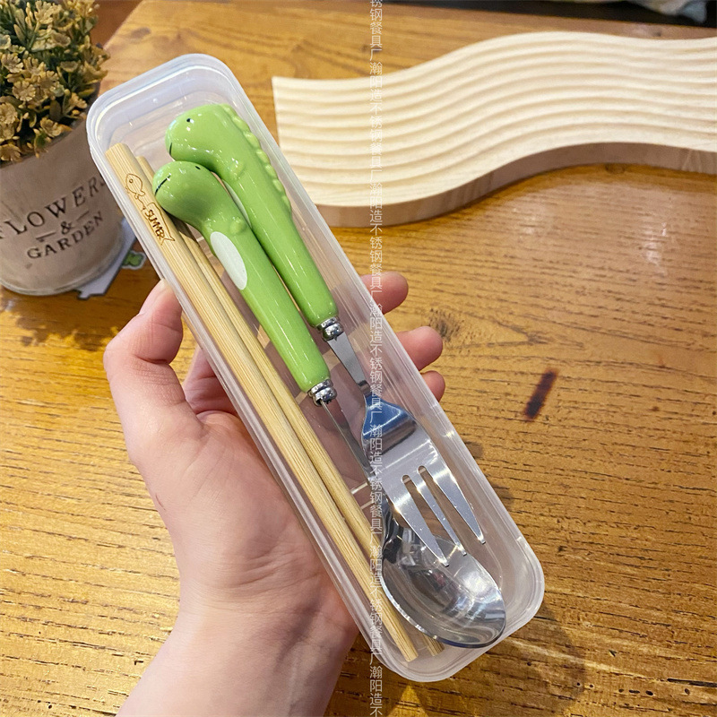 초록 공룡 3 종 세트 (투명 박스)