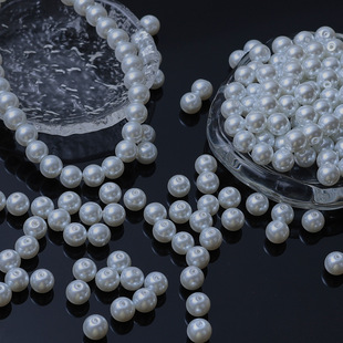 High quality glass straight hole imitation pearl perforation painted round beads diy accessories accessories necklace bracelet loose beads wholesale
