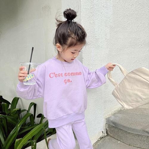 Girls' Hoodie Set 2024 Spring New Korean Style Stylish Pants Baby Casual Sports Toddler Two-Piece Set