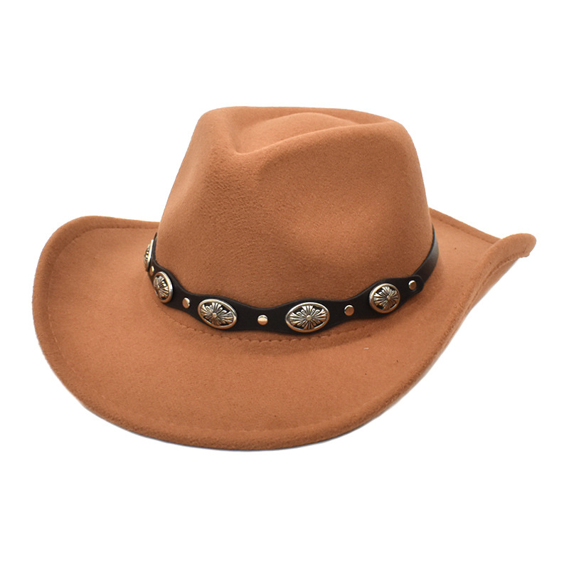 Unisex Cowboy-stil Einfarbig Flache Traufen Fedora-hut display picture 2